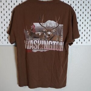 Sportsman's Warehouse Washington Deer Graphic T Shirt Brown Mens Large